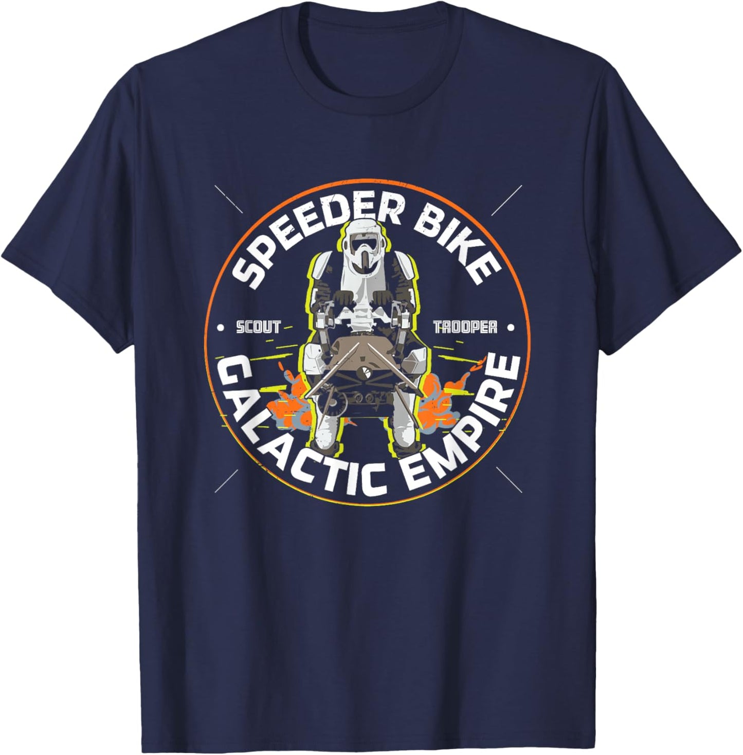 Star Wars Scout Trooper Speed Bike Galactic Empire Big Logo T-Shirt - T-Shirt | Navy