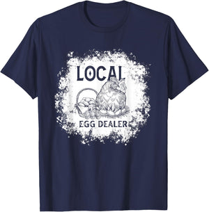 Funny Bleached Chicken Lover Farm Farmer Local Egg Dealer T-Shirt - T-Shirt | Navy