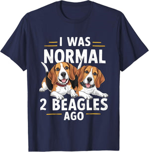 I Was Normal 2 Beagles Ago Funny Beagle T-Shirt - T-Shirt | Navy