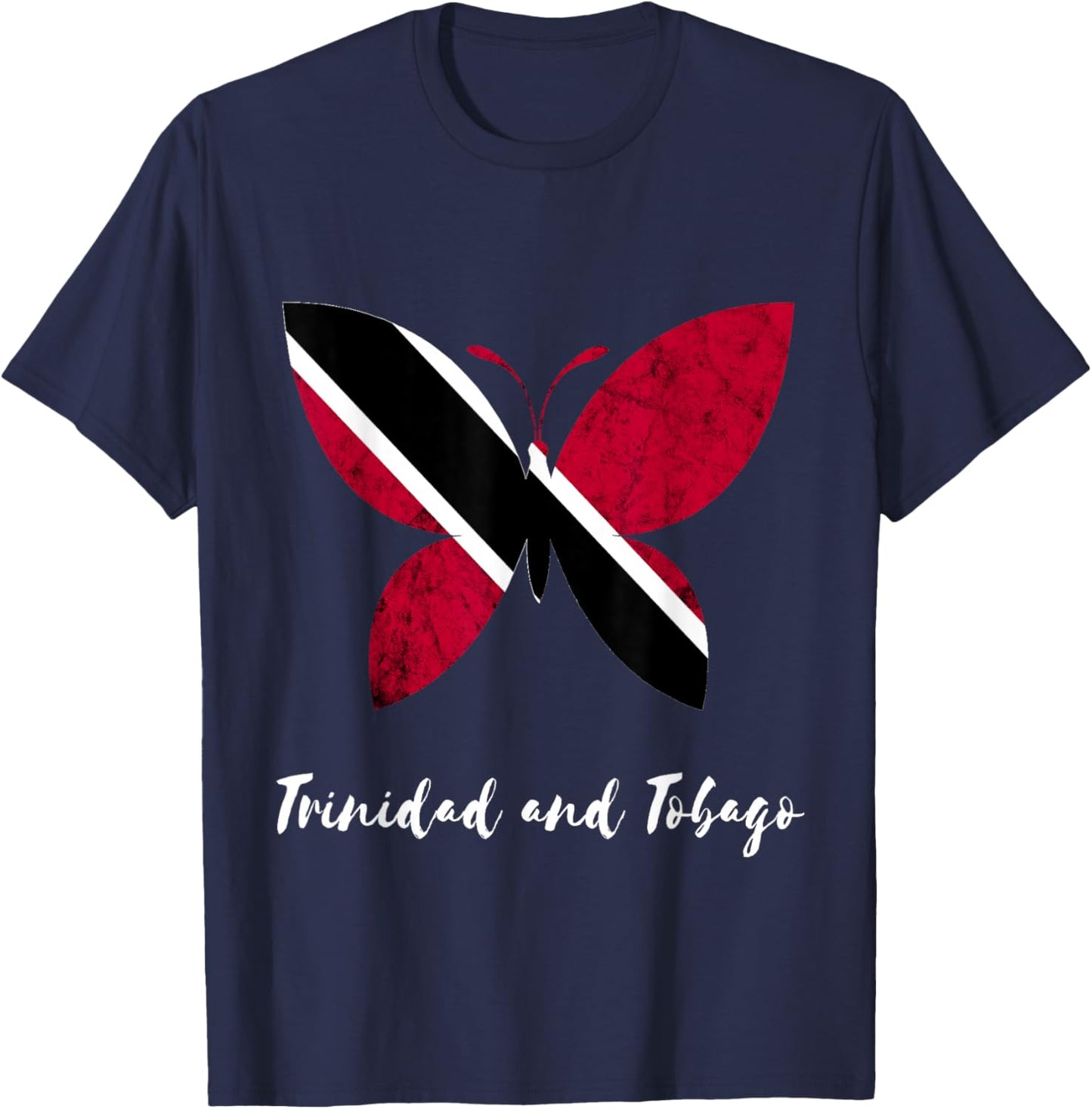 Trinidad And Tobago Vintage Butterfly Trinidadian Roots T-Shirt - T-Shirt | Navy