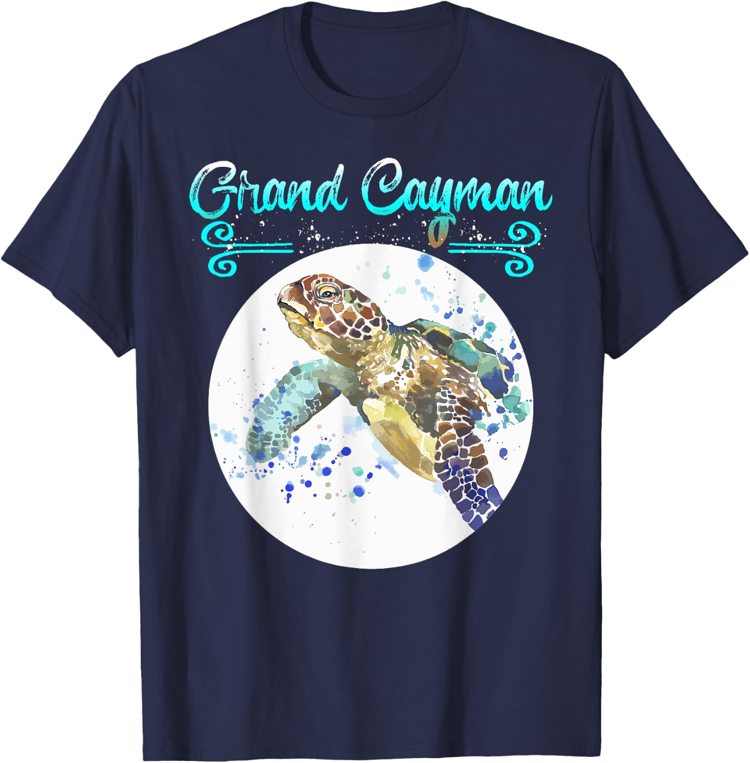 Grand Cayman Islands Turtle Tuna Stingray Blue Souvenir Gift T-Shirt - T-Shirt | Navy
