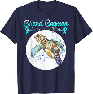 Grand Cayman Islands Turtle Tuna Stingray Blue Souvenir Gift T-Shirt - T-Shirt | Navy