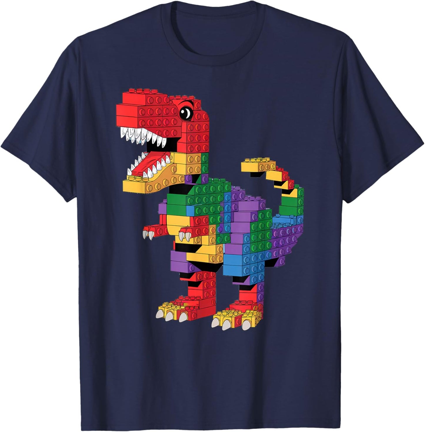 Master Builder Men Boys Kids Building Bricks Dinosaur T-Rex T-Shirt - T-Shirt | Navy