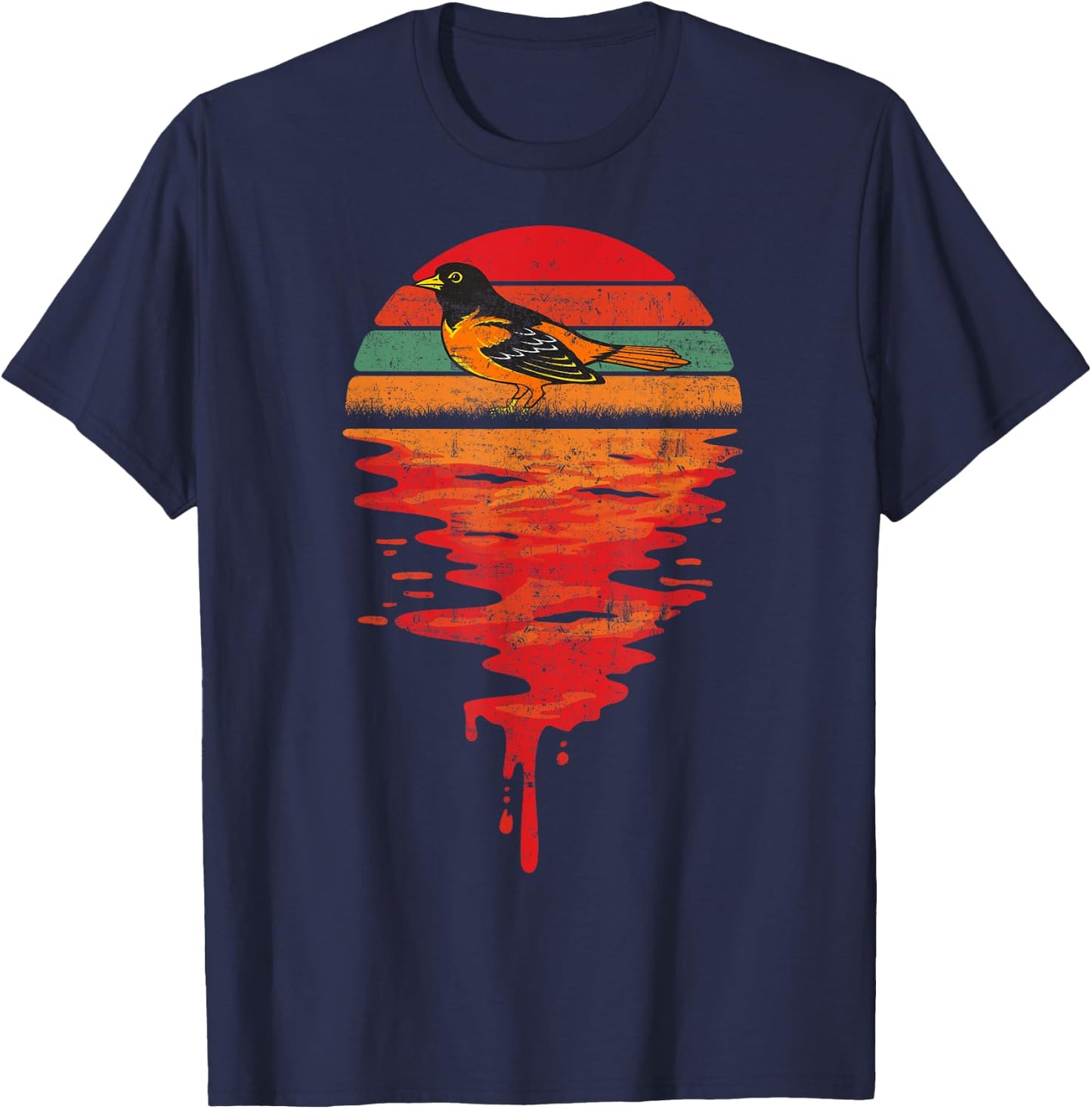 Retro Sunset Vintage Baltimore Oriole T-Shirt - T-Shirt | Navy