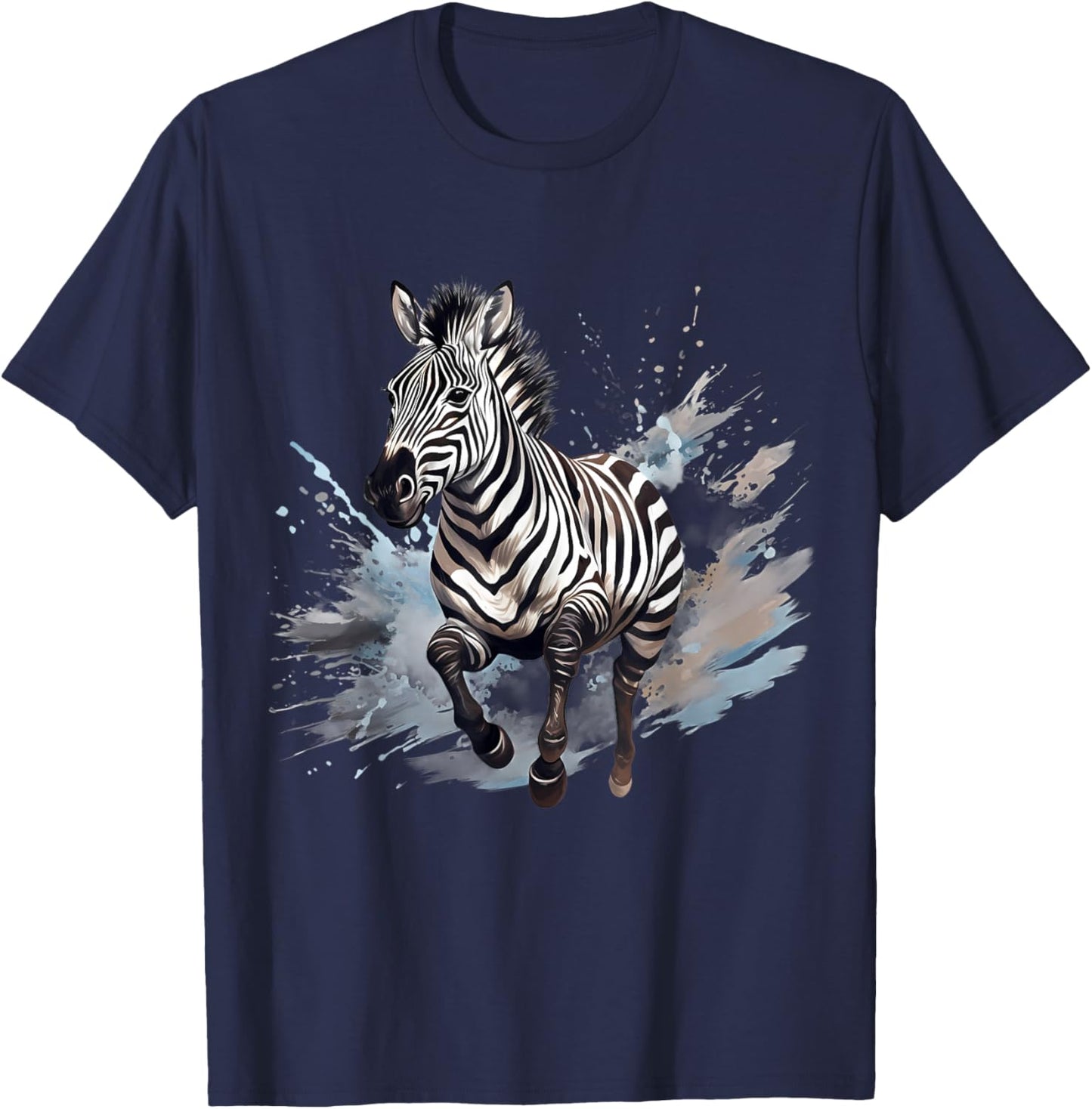 Zebra Splash Animal Art Wildlife Safari Savanna Nature T-Shirt - T-Shirt | Navy
