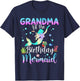 Grandma Of The Birthday Mermaid Funny Matching Family Party T-Shirt - T-Shirt | Navy