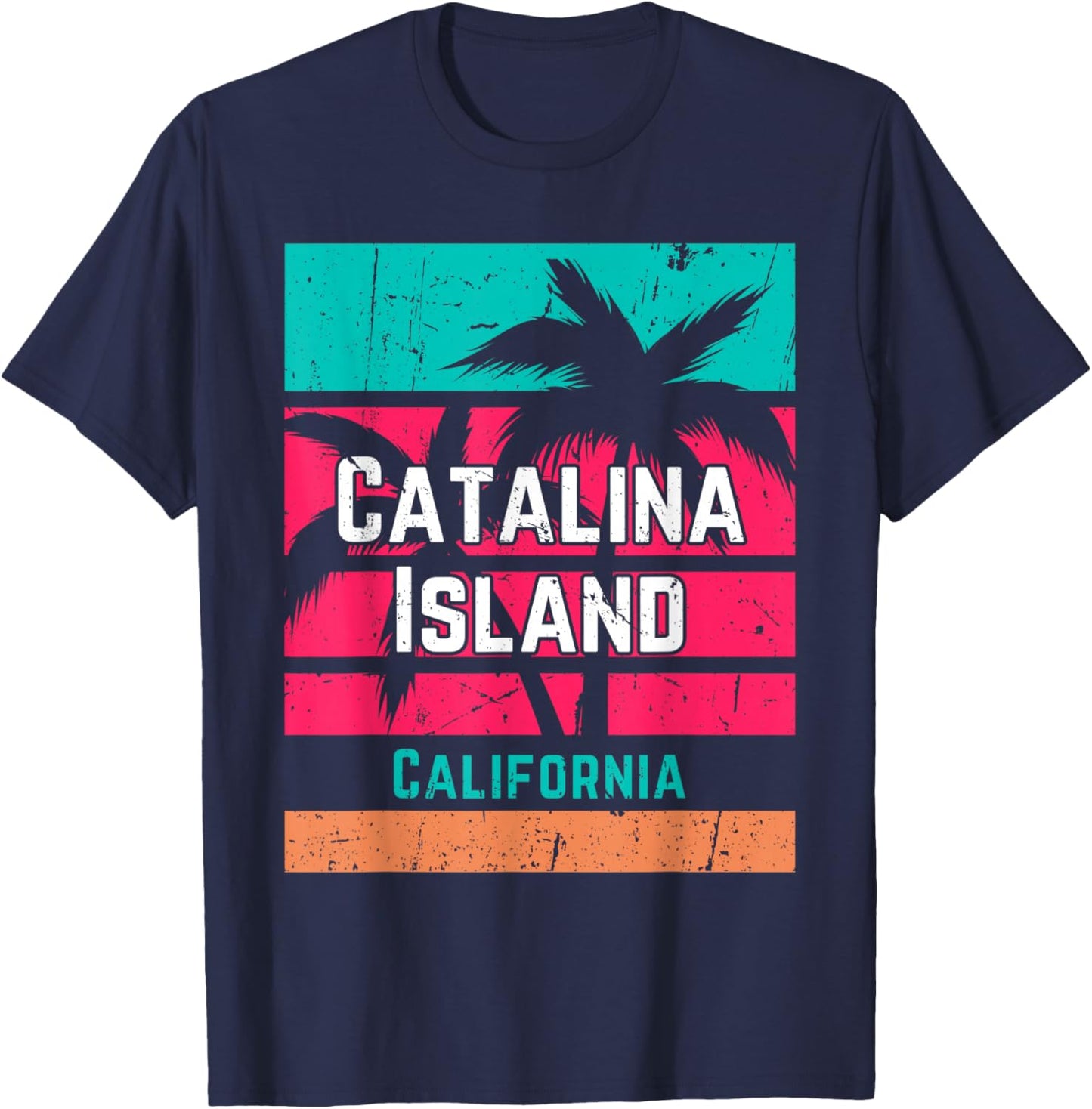 Catalina Island California Vacation Souvenir Surfing Vintage T-Shirt - T-Shirt | Navy