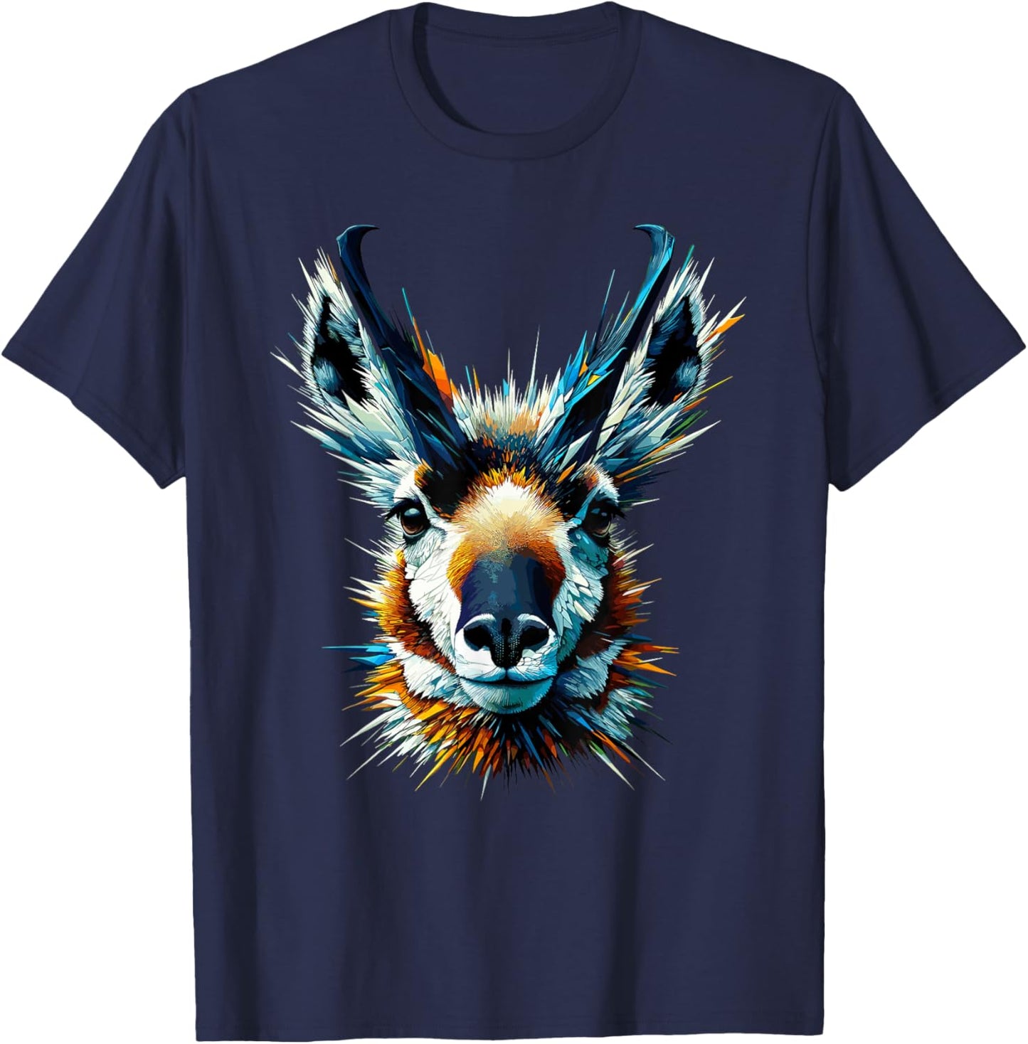 Polygon Art Pronghorn American Antelope Pronghorns T-Shirt - T-Shirt | Navy