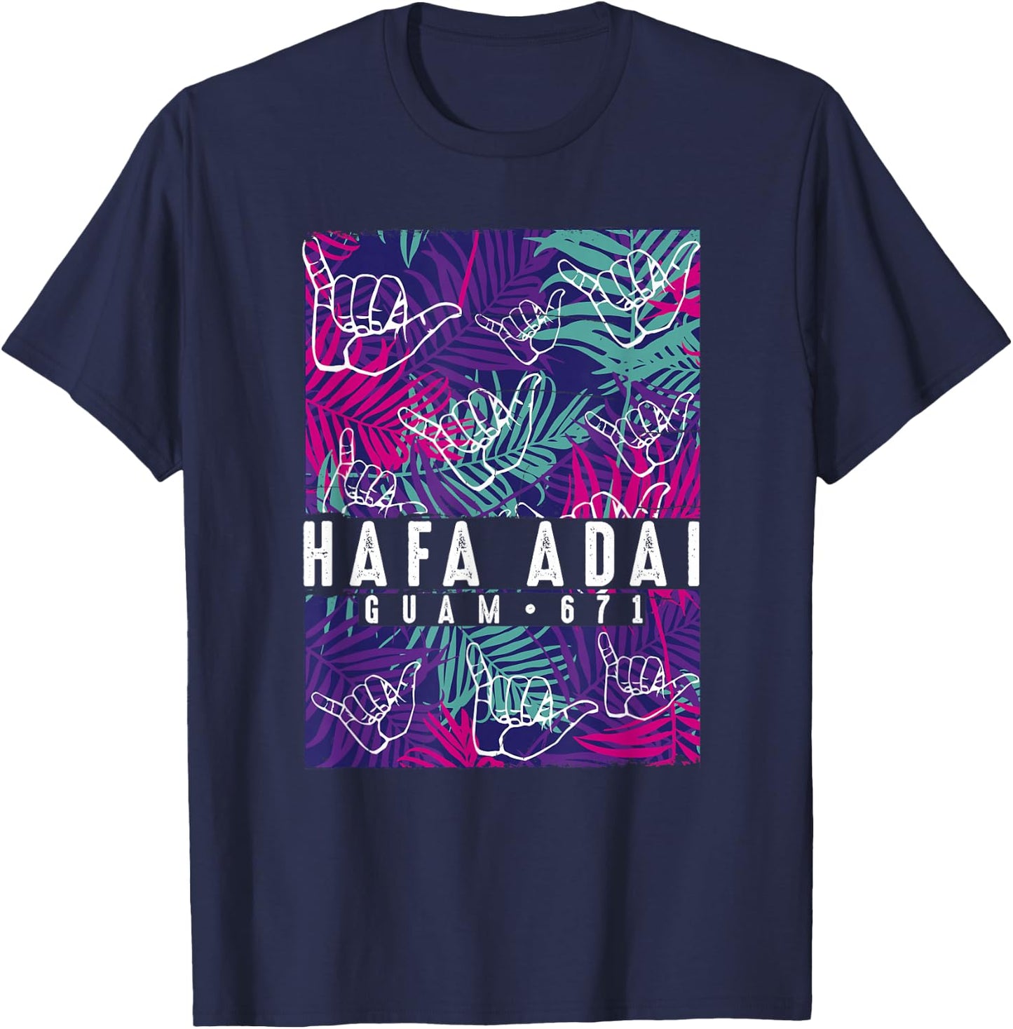Tropical Palms Hafa Adai Guam Shirt GU t shirt T-Shirt - T-Shirt | Navy