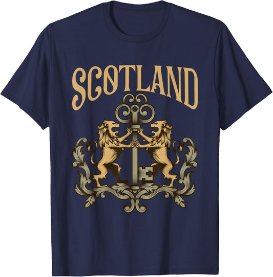Flag Of Scotland Lion Vintage Heraldry Scottish Pride T-Shirt - T-Shirt | Navy