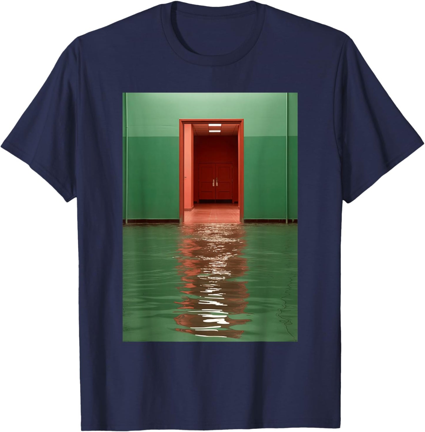 Liminal Spaces Weirdcore Dimensional Swim Illusion T-Shirt - T-Shirt | Navy