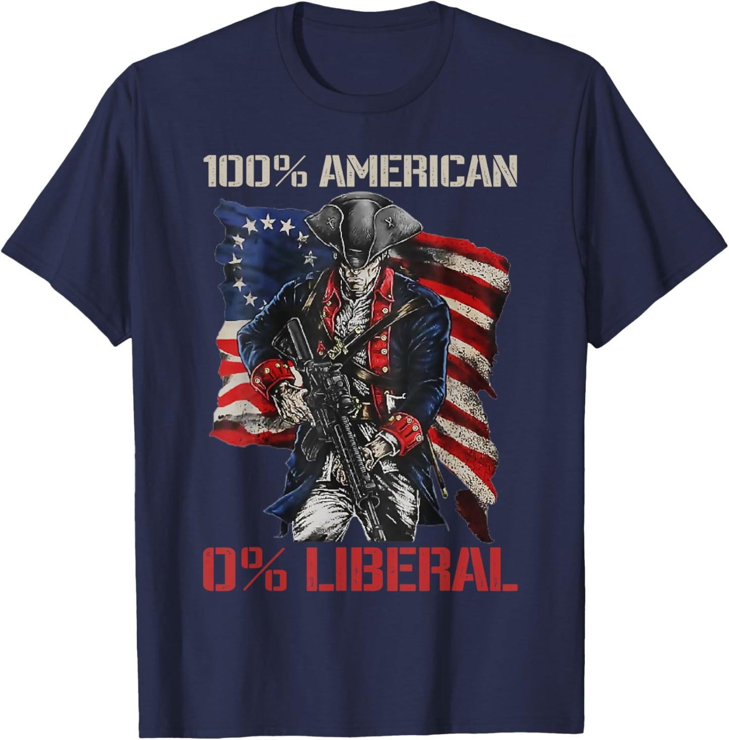 0% Liberal - Republican 2nd Amendment Funny Guns Joke T-Shirt - T-Shirt | Navy