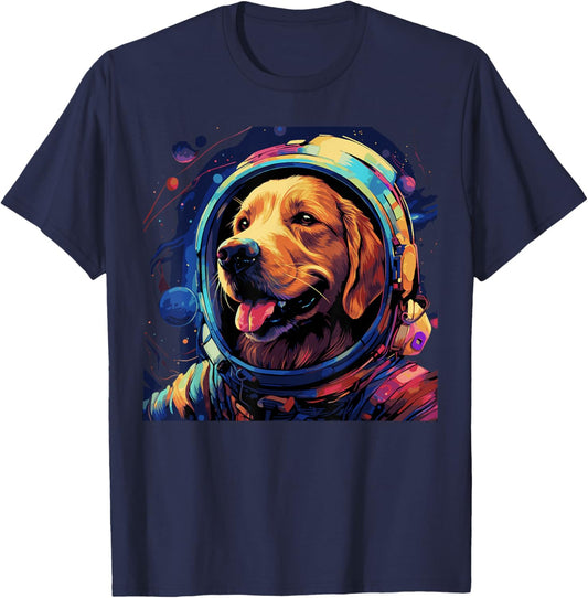 Golden Retriever Funny Golden Retriever Astronaut T-Shirt - T-Shirt | Navy