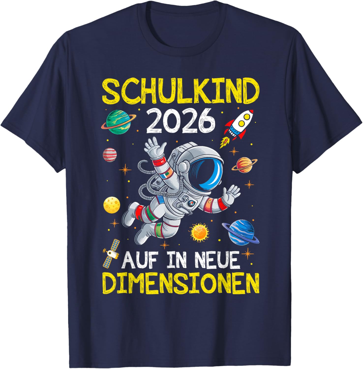 Schulkind 2026 Weltraum Planet Jungen Einschulung Astronaut T-Shirt - T-Shirt | Navy