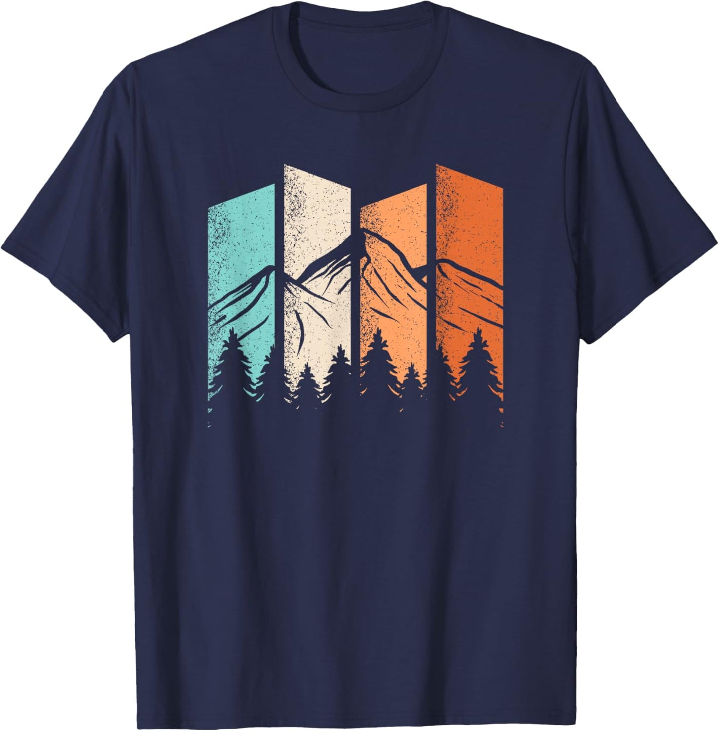 Retro Gebirge Wandern Landschaft Natur Outdoor Bergsteiger T-Shirt - T-Shirt | Navy