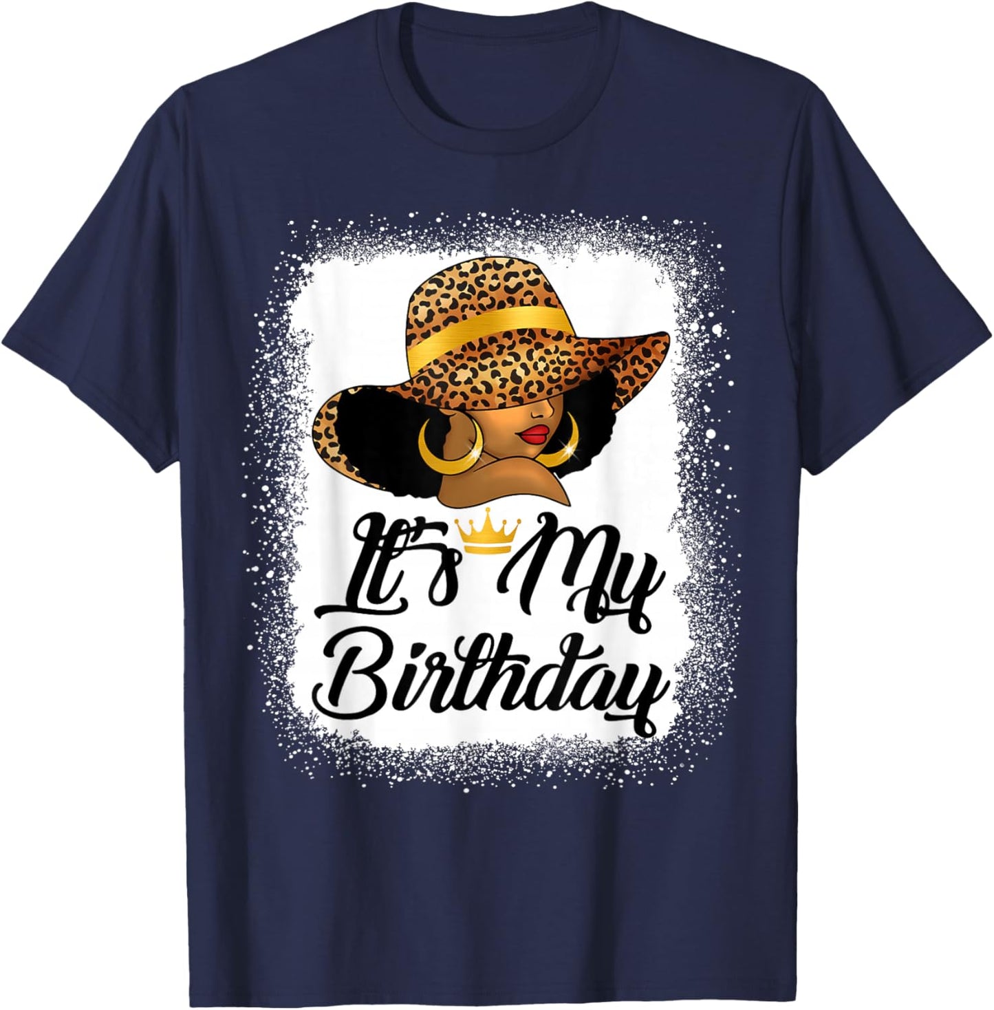 African American Woman It's My Birthday Black Queen T-Shirt - T-Shirt | Navy