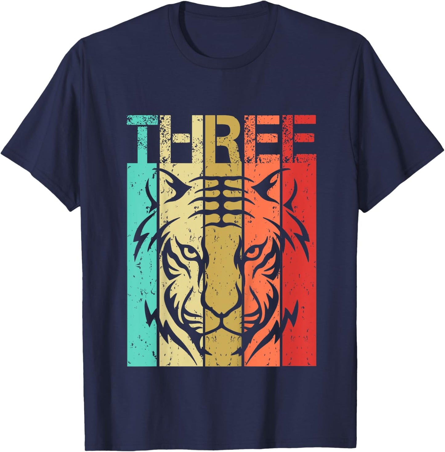 Tiger Birthday 3 Year Old Boy Girl Tiger 3rd Birthday T-Shirt - T-Shirt | Navy