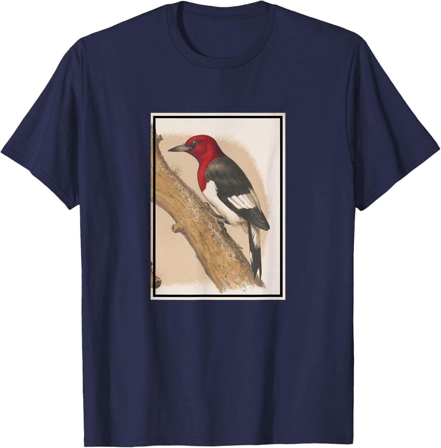 Red-headed Woodpecker Vintage Illustration (1874) T-Shirt - T-Shirt | Navy
