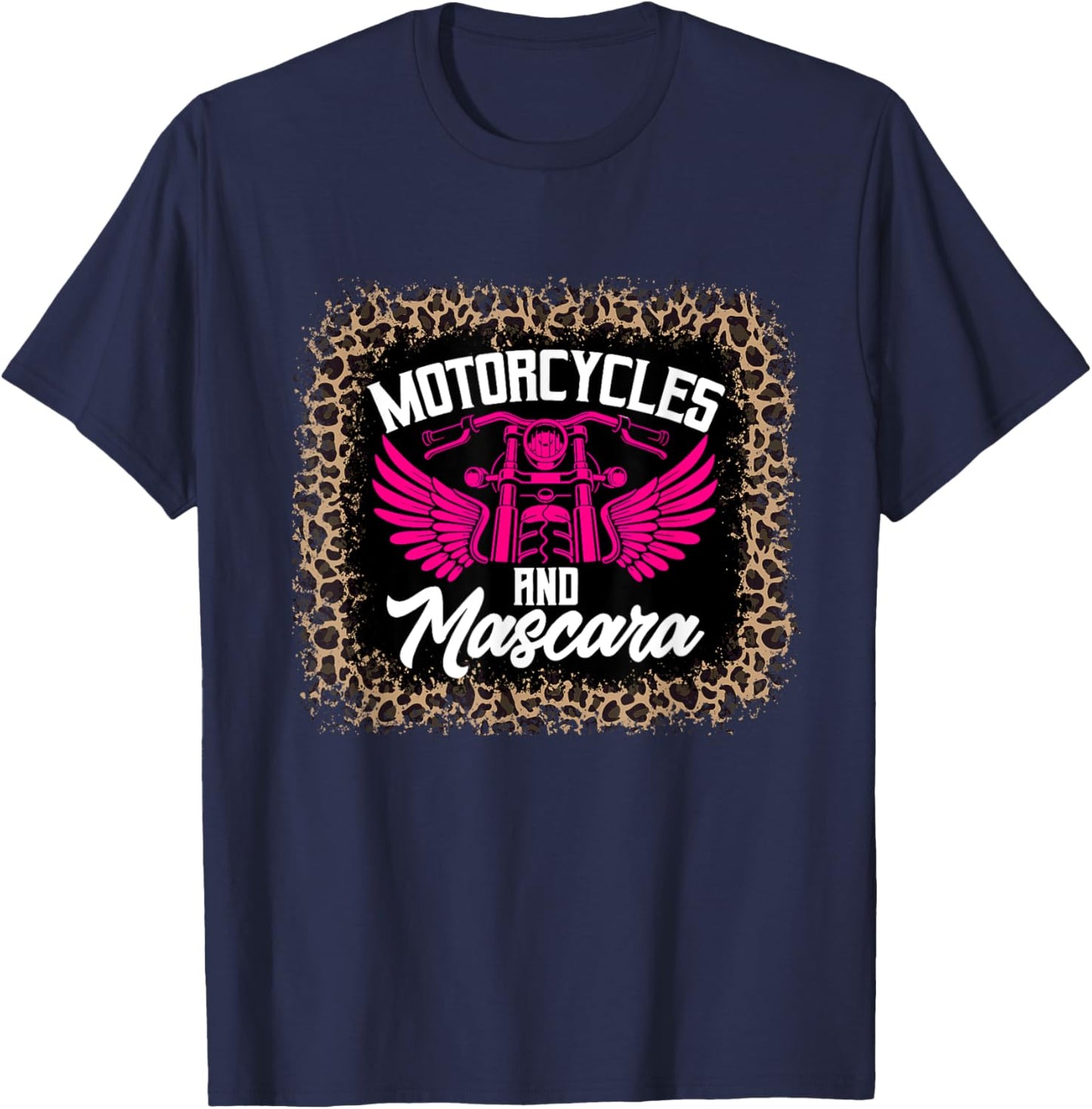 Motorcycle And Mascara Shirt Leopard Print T-Shirt - T-Shirt | Navy