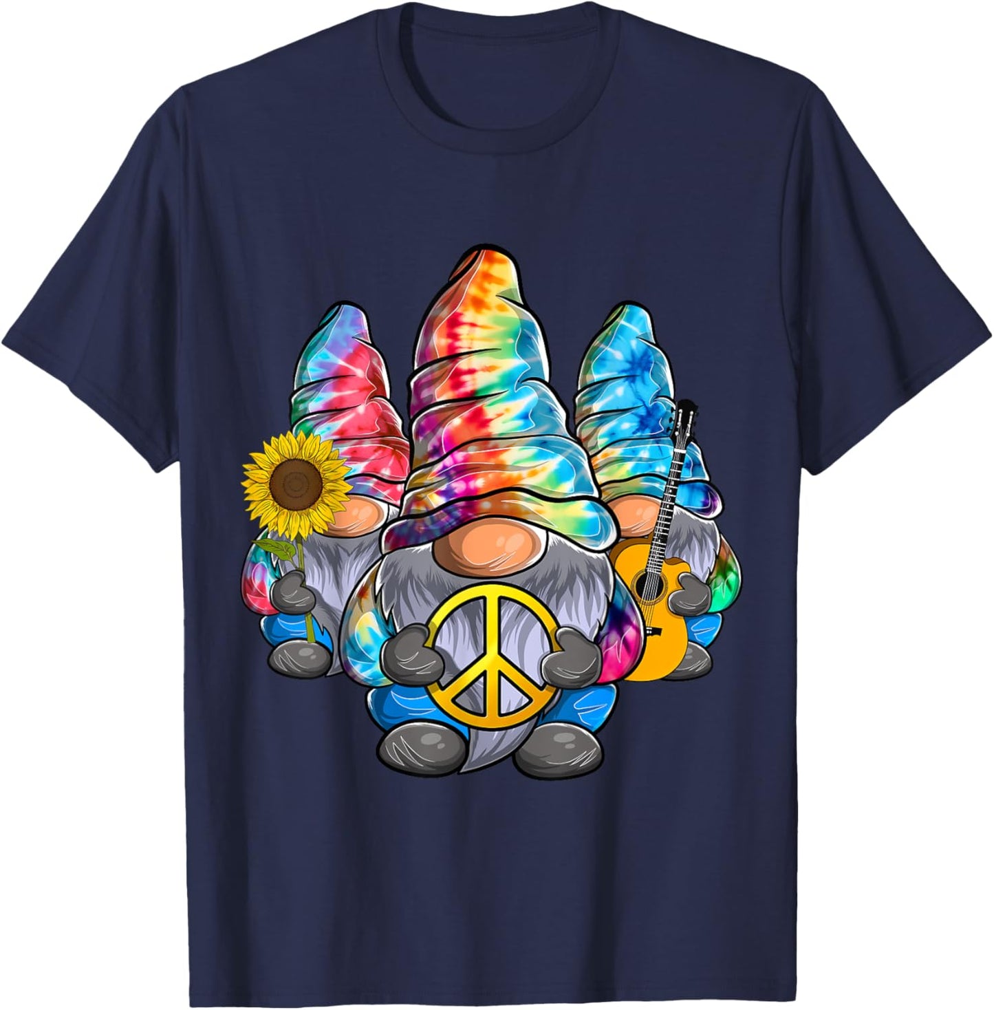 Three Hippie Gnomes Tie Dye funny design Women T-Shirt - T-Shirt | Navy