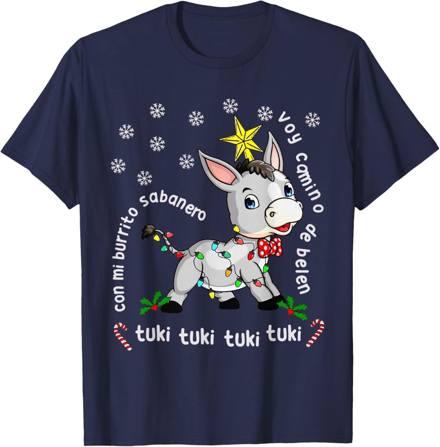 Mi Burrito Sabanero Mexican Tuki Tuki Donkey Latino Xmas T-Shirt - T-Shirt | Navy