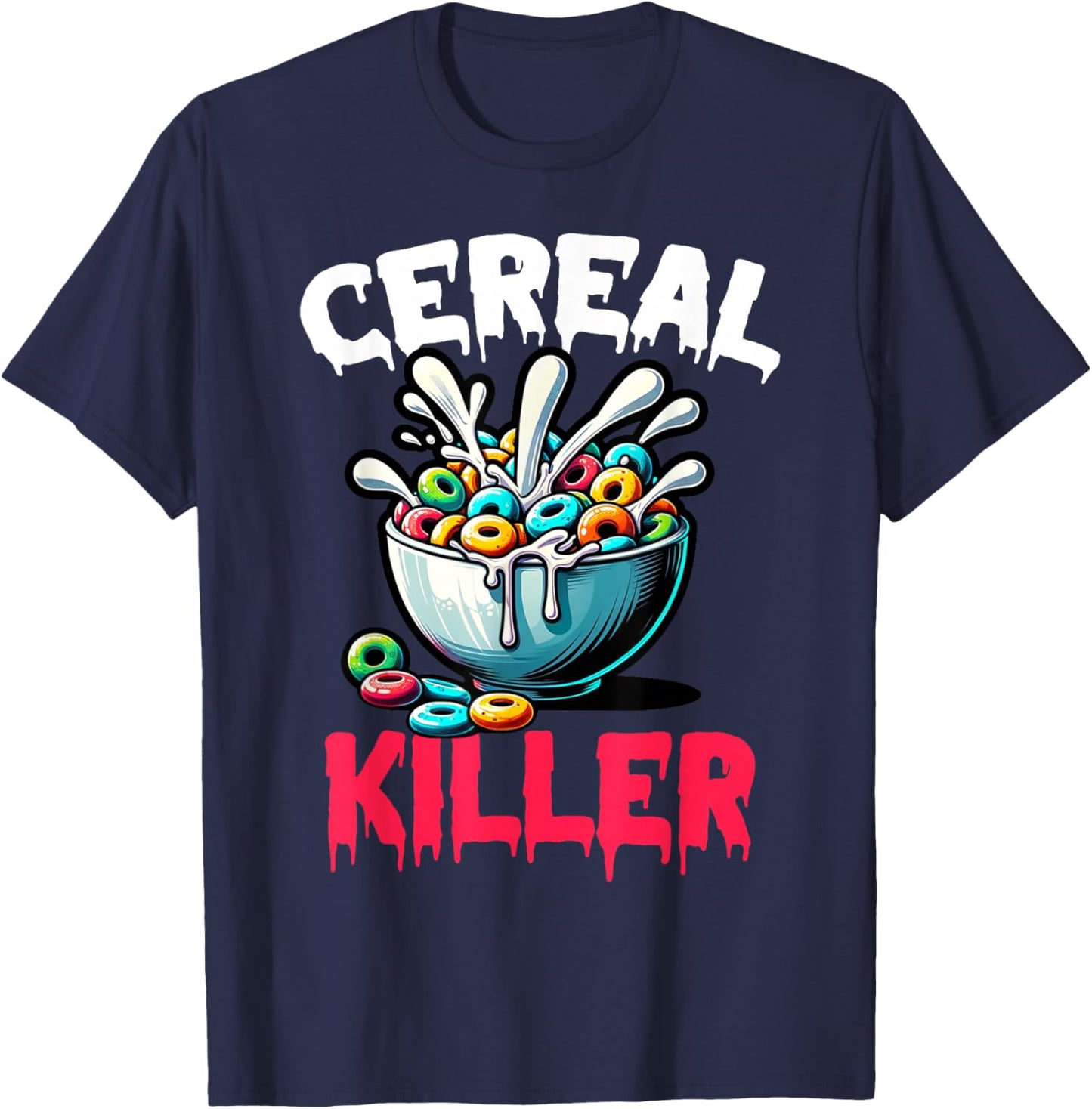 Cereal Killer Funny Adult Humor Print T-Shirt - T-Shirt | Navy