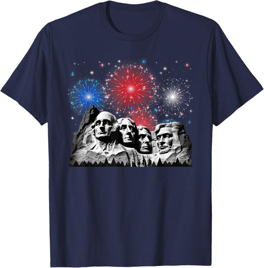 Mount Rushmore Fireworks 4th Of July USA Independence Day Kids Men T-Shirt - T-Shirt | Navy