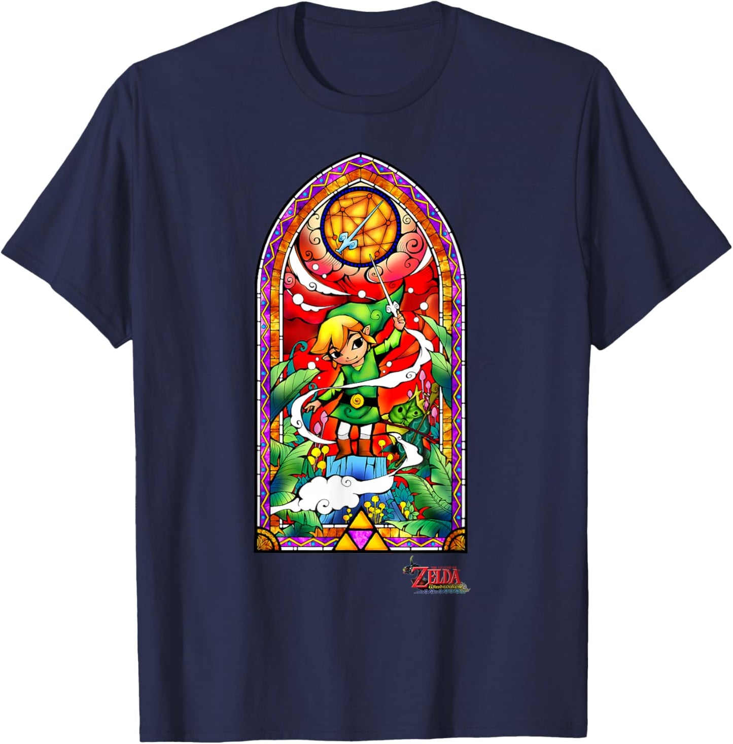 The Legend of Zelda The Wind Waker Link Stained Glass T-Shirt - T-Shirt | Navy
