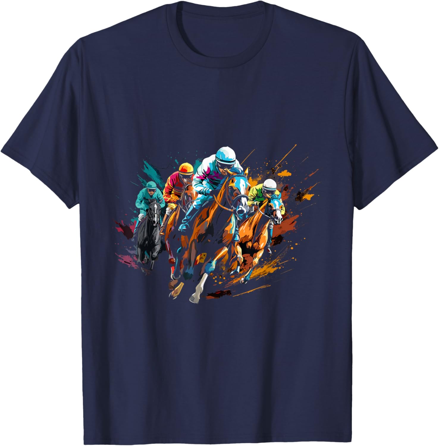 Funny Horse Racing Jockey Racer Derby Rider Race Track T-Shirt - T-Shirt | Navy