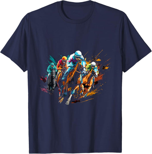 Funny Horse Racing Jockey Racer Derby Rider Race Track T-Shirt - T-Shirt | Navy
