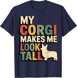 My Corgi Makes Me Look Tall T-Shirt - T-Shirt | Navy