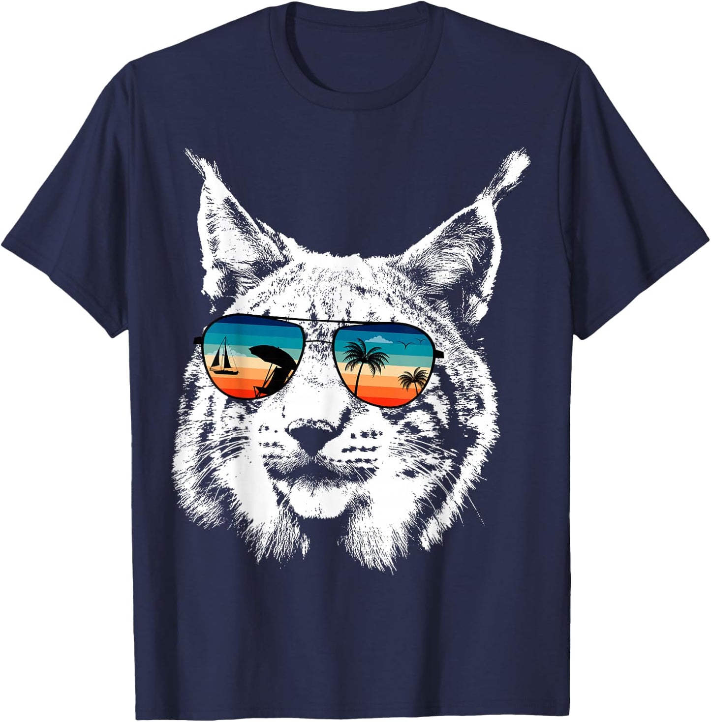 LYNX Shirts With Glasses Sunglasses Retro Style T-Shirt - T-Shirt | Navy