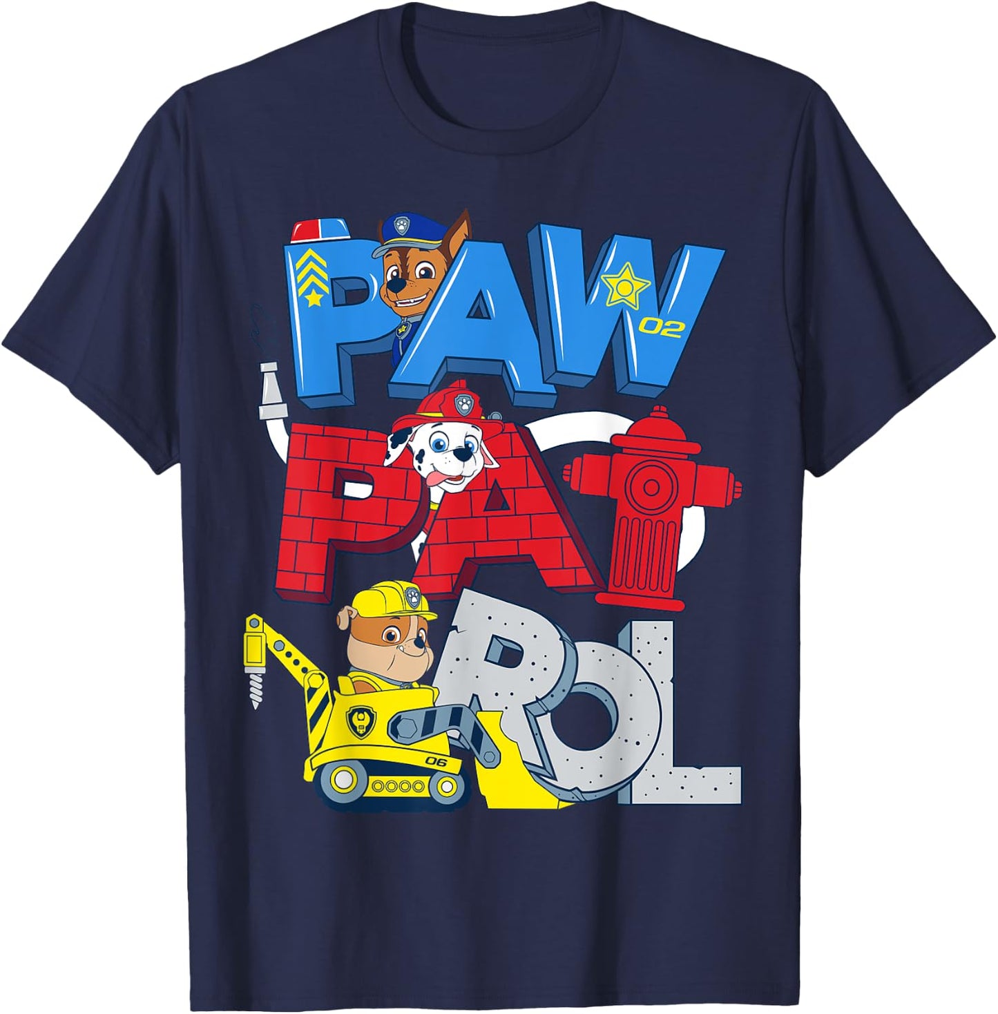 "PAW PATROL" Chase, Marshall, & Rubble's Jobs T-Shirt - T-Shirt | Navy