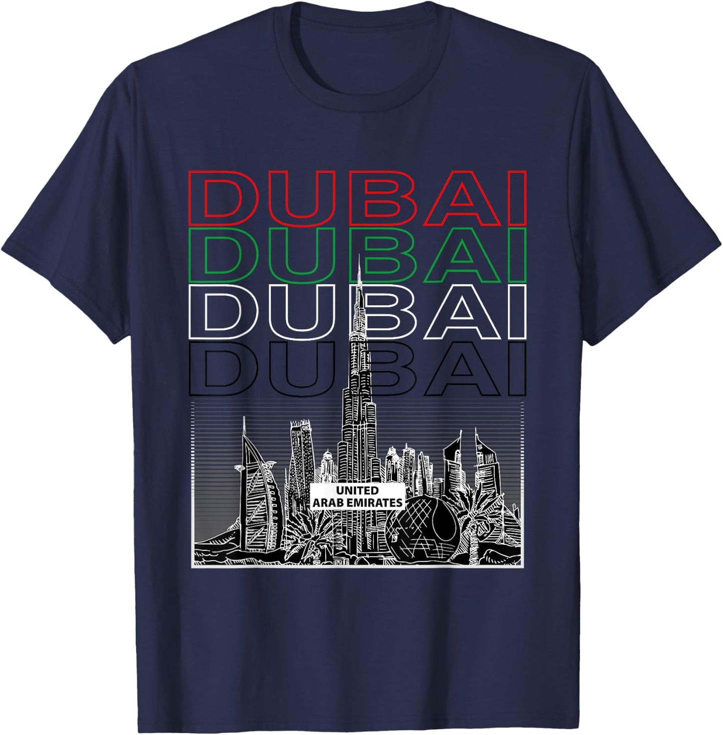 Dubai City Skyline Arab Emirates Vacation Matching Outfit T-Shirt - T-Shirt | Navy