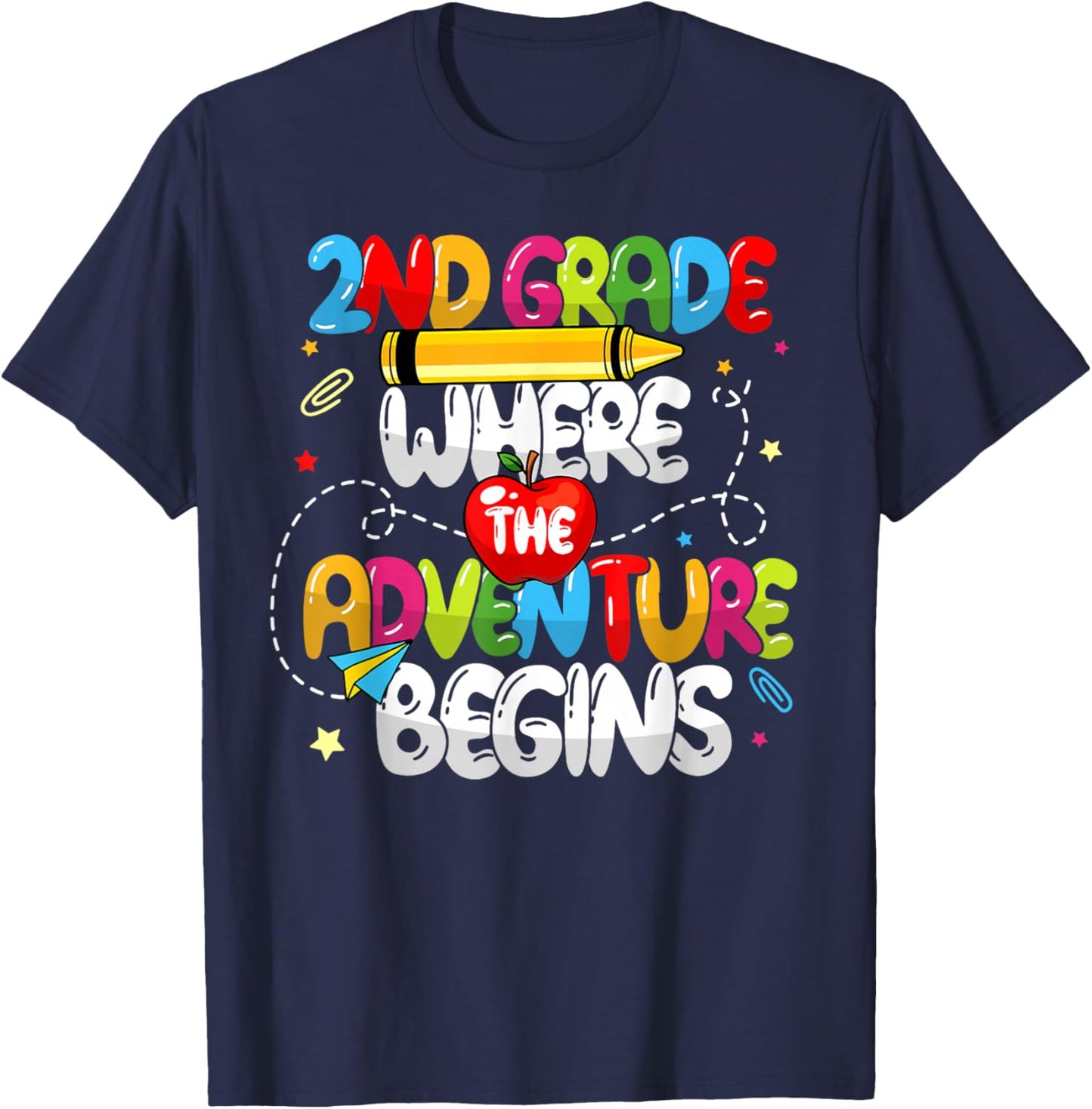 2nd Grade Where The Adventure Begins Back To School Teacher T-Shirt - T-Shirt | Navy