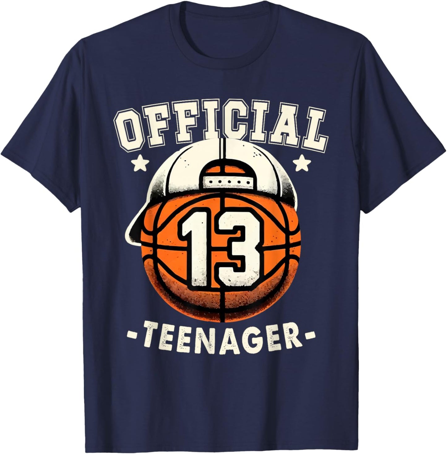 Official Teenager 13th Birthday 13 Year Boy Basketball Bday T-Shirt - T-Shirt | Navy