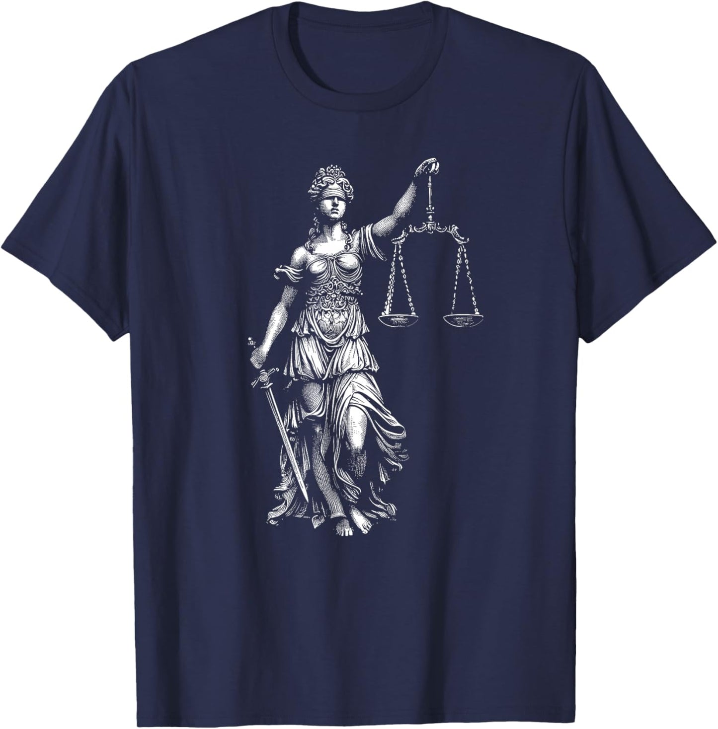 Lady Justice Greek Goddess Themis Law Lawyer , Small, Black T-Shirt - T-Shirt | Navy
