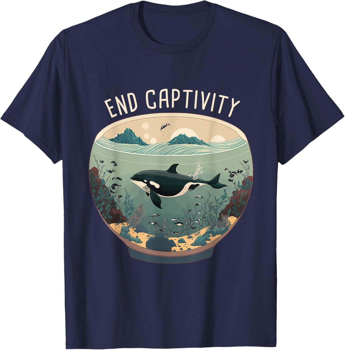 Orca End Captivity Free The Orcas Marine Protection Activist T-Shirt - T-Shirt | Navy