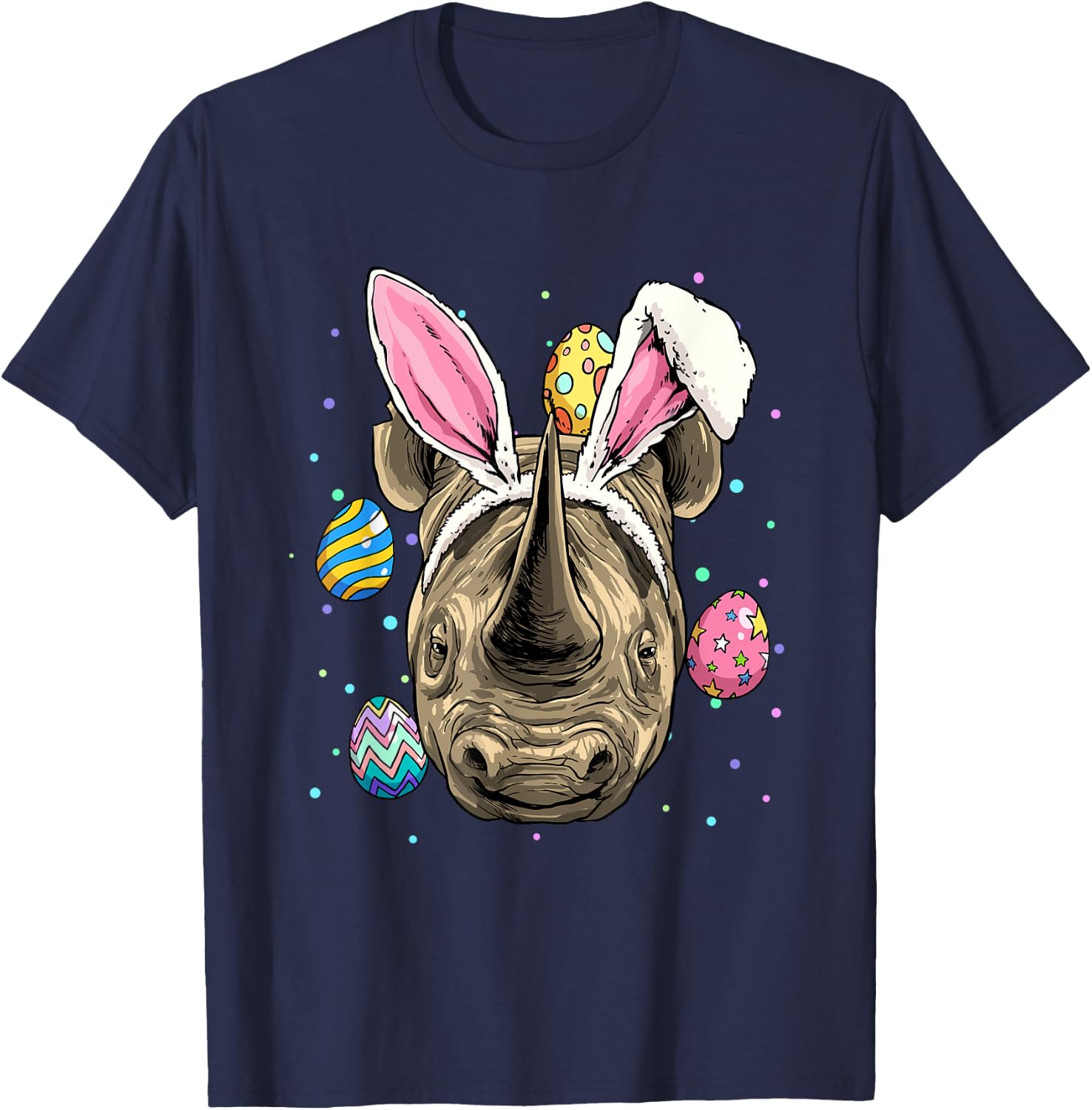 Easter Bunny Rhinoceros Chubby Unicorn Egg Hunts Rhino Lover T-Shirt - T-Shirt | Navy