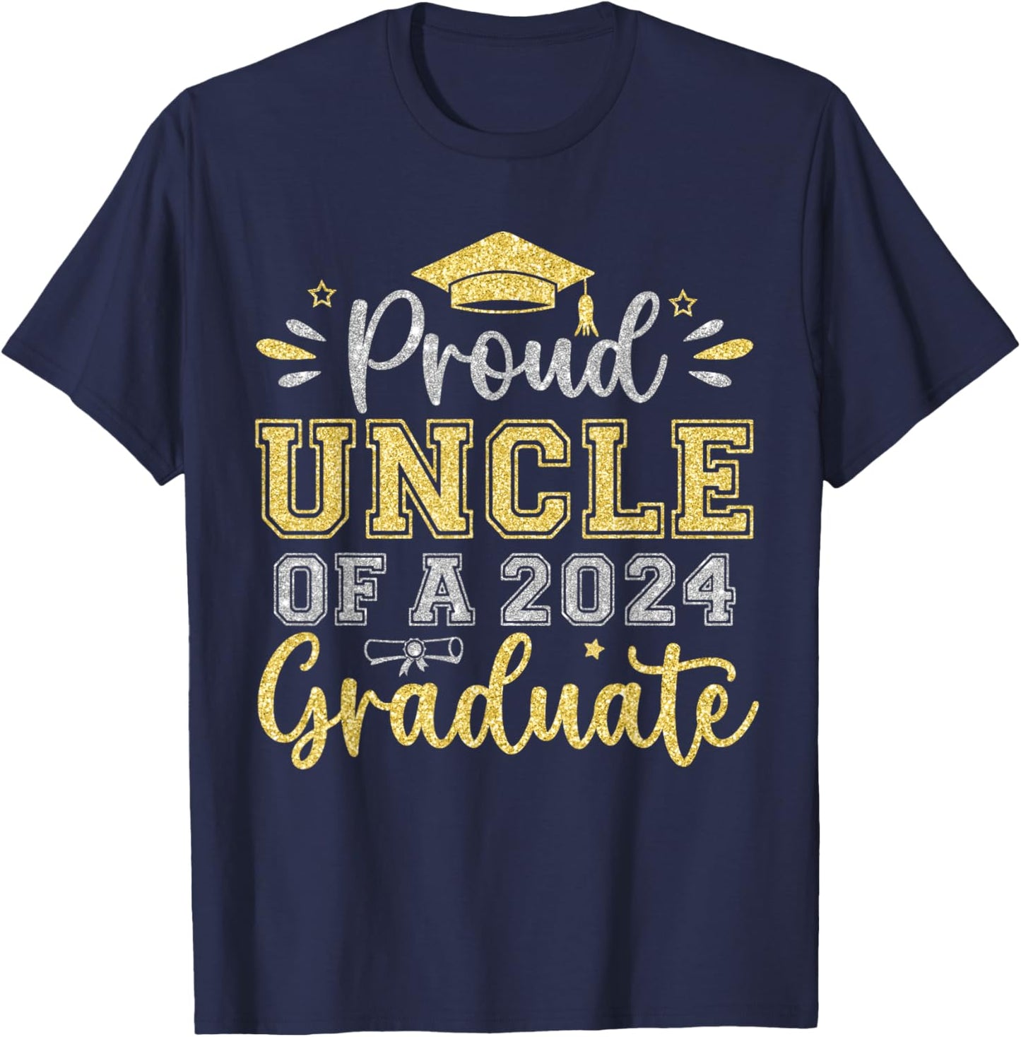 Proud Uncle of a 2024 Graduate Senior Graduation Men T-Shirt - T-Shirt | Navy