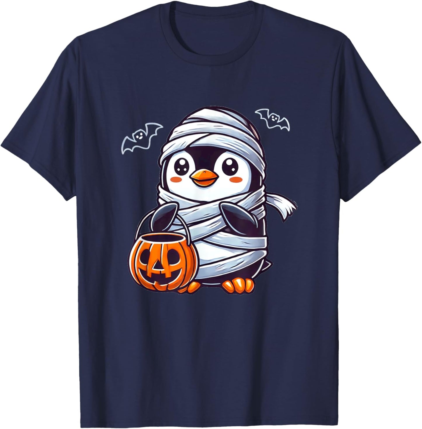 Penguin Halloween Mummy Kids Women Men Penguin T-Shirt - T-Shirt | Navy