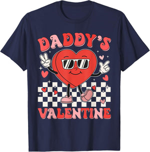 Daddy Is My Valentines Day Kid Girl Toddler Valentine's Day T-Shirt - T-Shirt | Navy