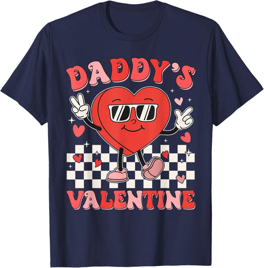 Daddy Is My Valentines Day Kid Girl Toddler Valentine's Day T-Shirt - T-Shirt | Navy
