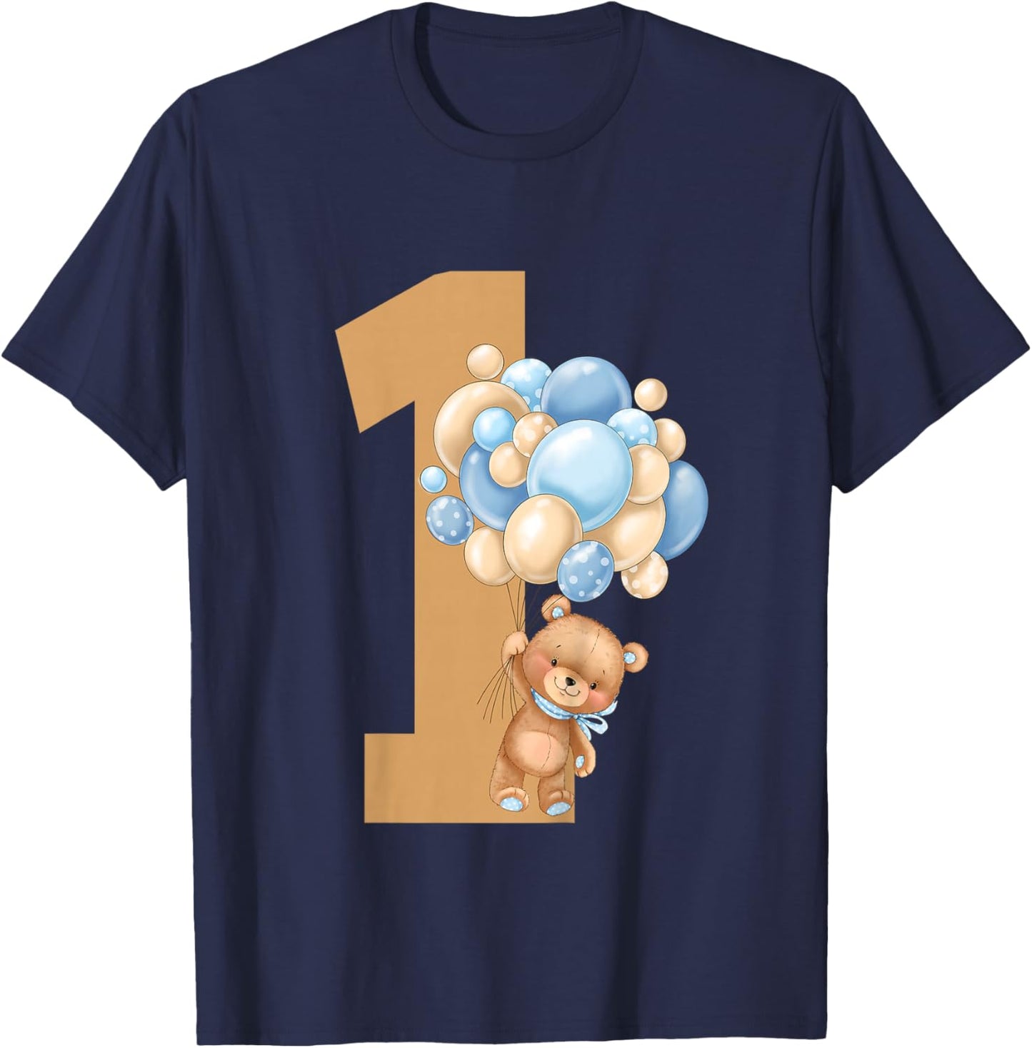 Beary First Birthday Teddy Bear 1st Birthday Boy Matching T-Shirt - T-Shirt | Navy