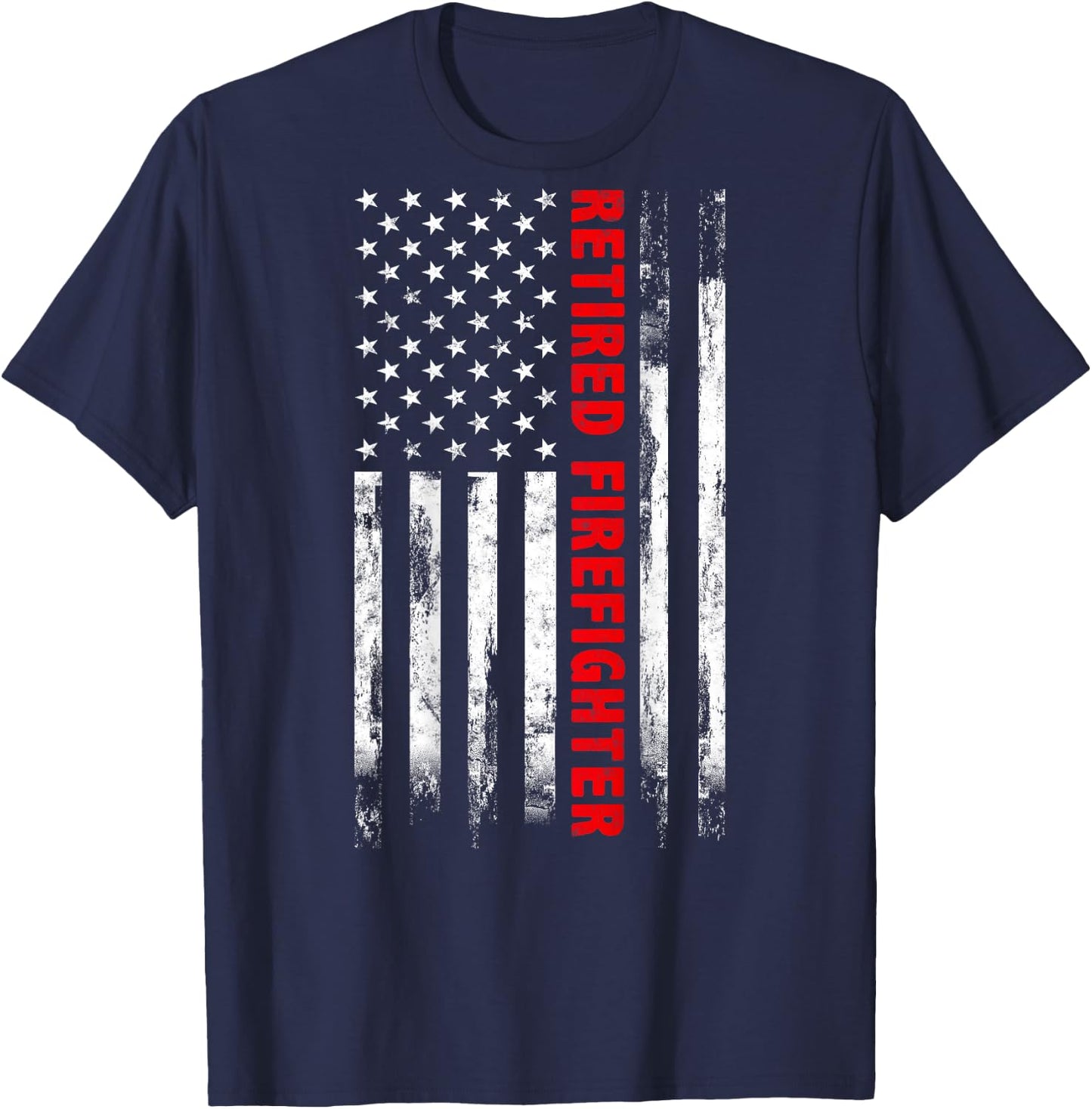 Retired Firefighter Thin Red line American flag Gift Fireman T-Shirt - T-Shirt | Navy