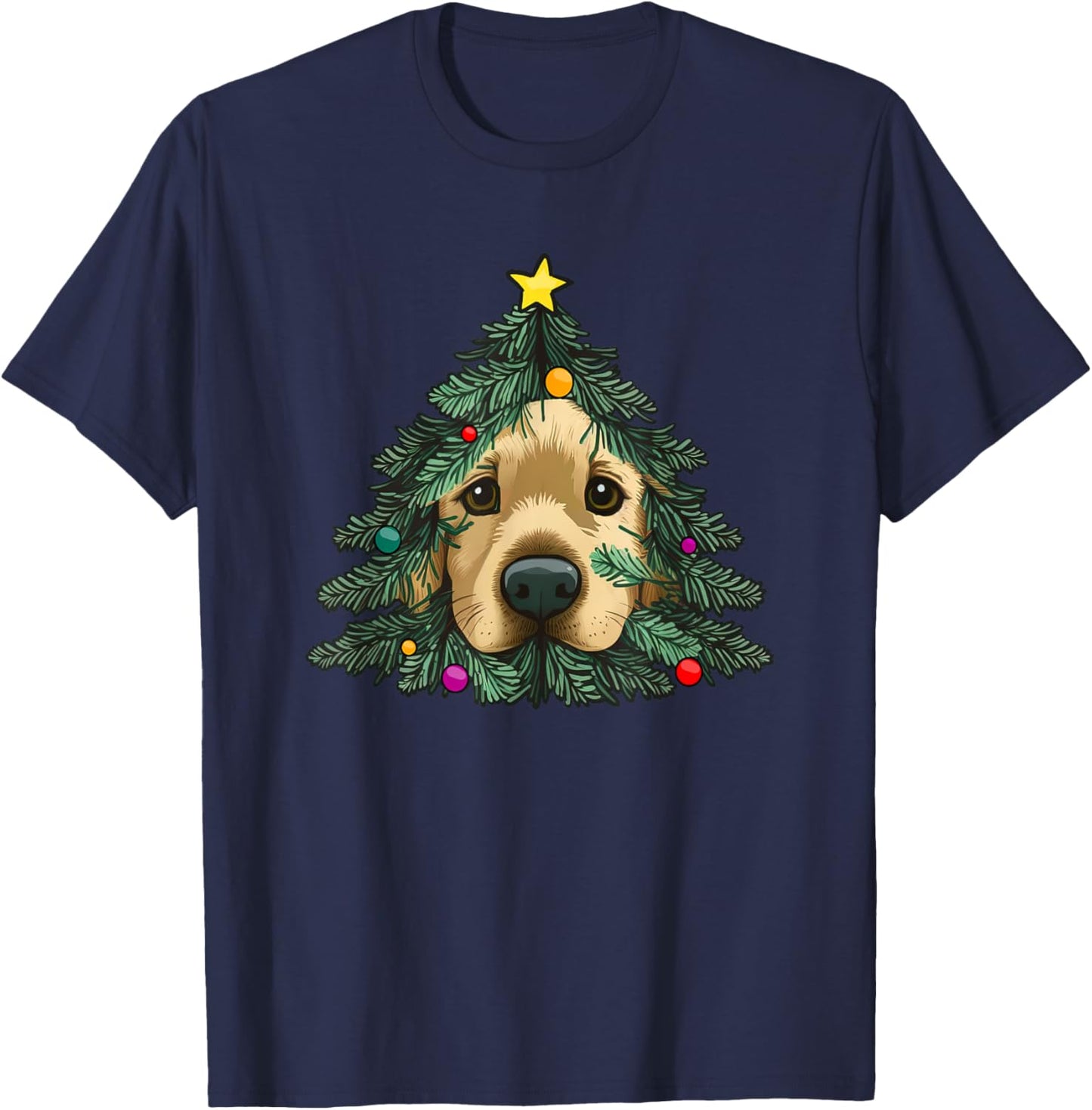 Golden-Retriever-Puppy in Christmas tree T-Shirt - T-Shirt | Navy