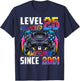 Level 25 Unlocked Awesome Since 2001 25th Birthday Gaming T-Shirt - T-Shirt | Navy