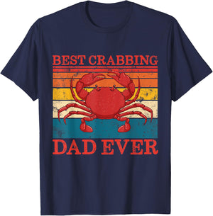 Best Crabbing Dad Ever Retro Father's Day Gift Crab Fishing T-Shirt - T-Shirt | Navy