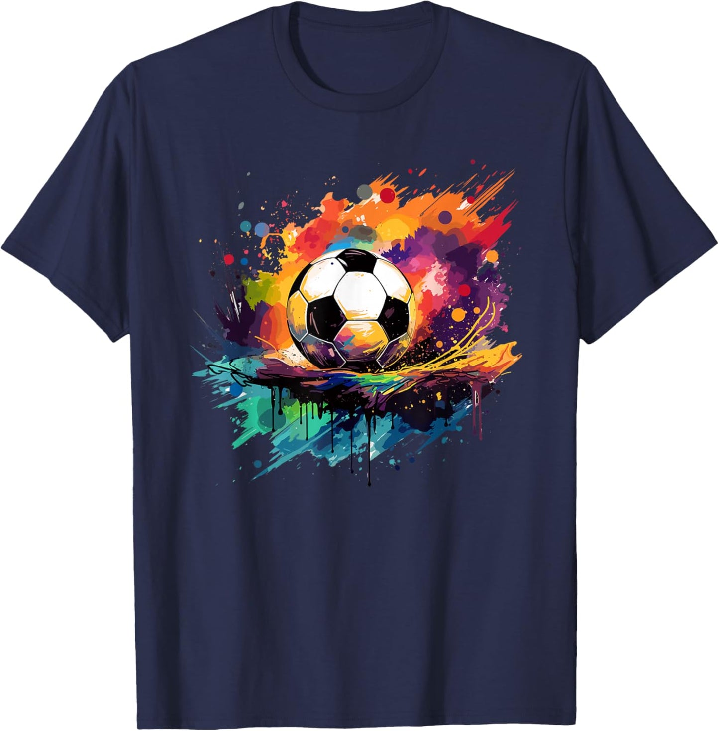 Soccer Color Graffiti Ball Sport T-Shirt - T-Shirt | Navy