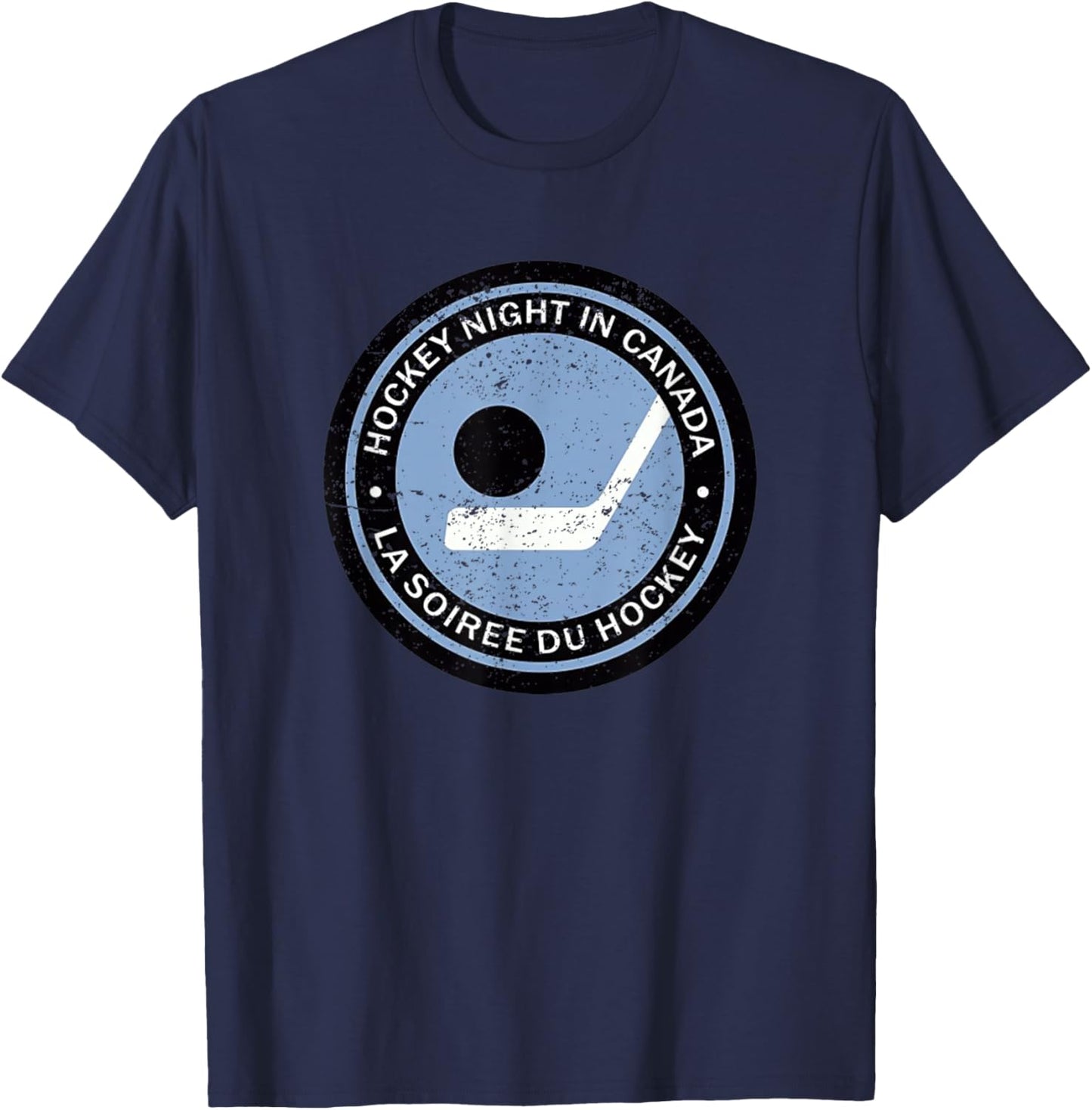 Vintage Retro Hockey Night in Canada Hockey Player Team T-Shirt - T-Shirt | Navy